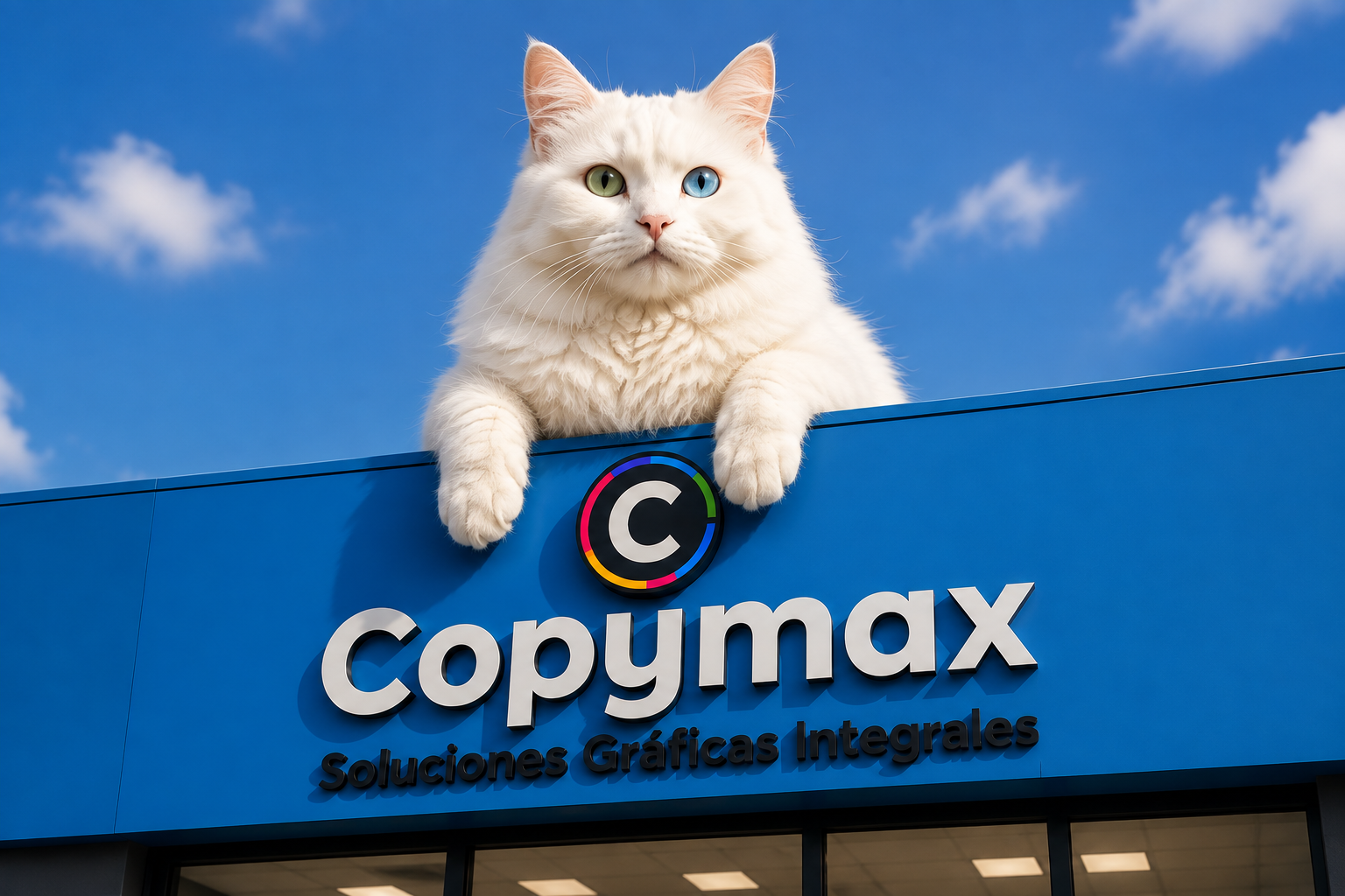 Frente comercial con cartelería iluminada instalada por Copymax